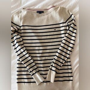 Tommy Hilfiger Beige and Navy Striped Knit Top